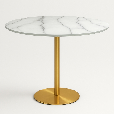 Runt Bord Goblet stil 80cm marmor-effekt guldig klassisk stil Monika Kampanj