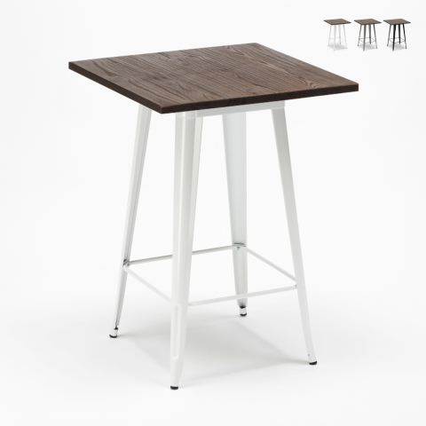 Lix högt bord för industriell pall i metall stål och trä 60x60 welded Kampanj