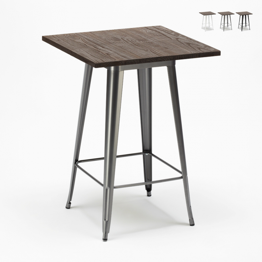 Lix högt bord för industriell pall i metall stål och trä 60x60 welded Katalog