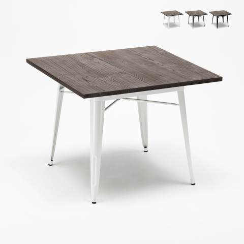 Lix industriellt bord i stål och trä 80x80 bar och hem allen Kampanj