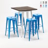 set högt bord och 4 metallpallar Lix industriell stil för bar och pub harlem Egenskaper