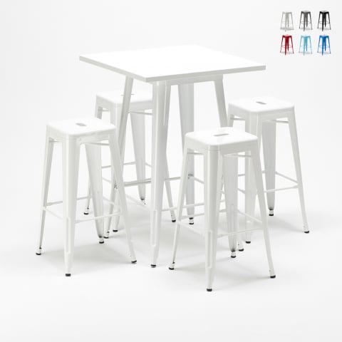 högt bord och 4 pallar i metall Lix industriell design pub union square Kampanj