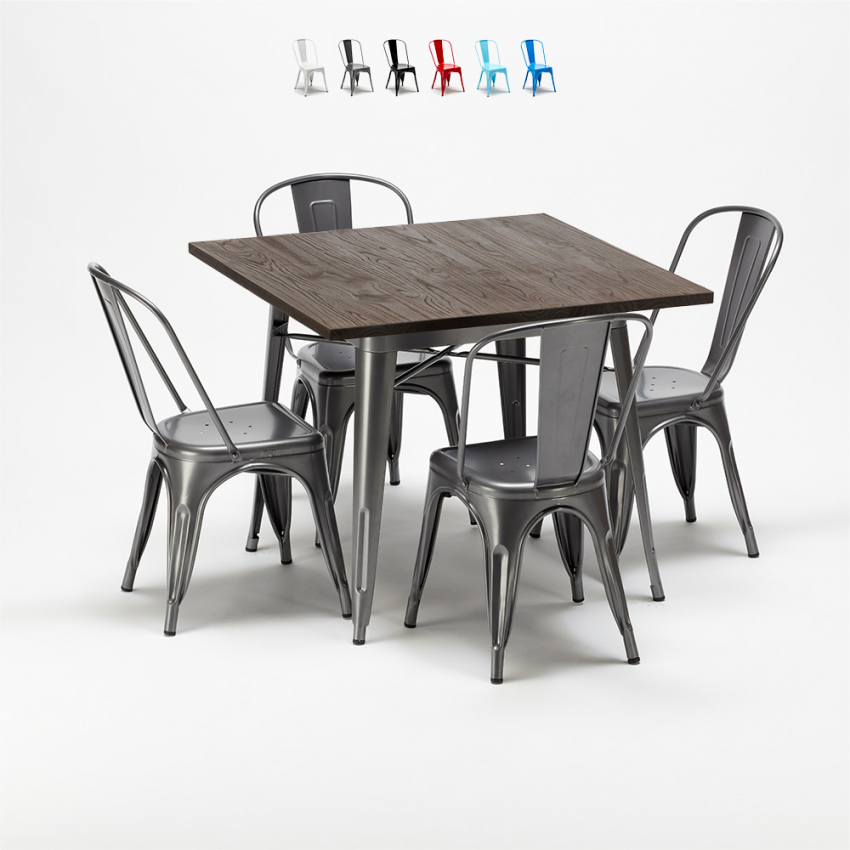 set kvadratiskt bord och stolar i metall design industriell jamaica Kampanj set kvadratiskt bord och stolar i metall design industriell jamaica Kampanj
