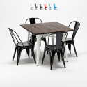set kvadratiskt bord och stolar i metall trä design industriell midtown Kostnad