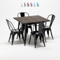 set kvadratiskt bord i trä och stolar i metall design industriell west village Kampanj