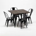 set kvadratiskt bord i trä och stolar i metall design industriell west village Erbjudande