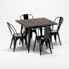 set kvadratiskt bord i trä och stolar i metall design Lix industriell west village Erbjudande