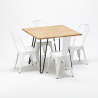 kvadratiskt bord och stolar i metall och trä design industriell tribeca set Modell