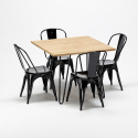 kvadratiskt bord och stolar i metall och trä design industriell tribeca set 