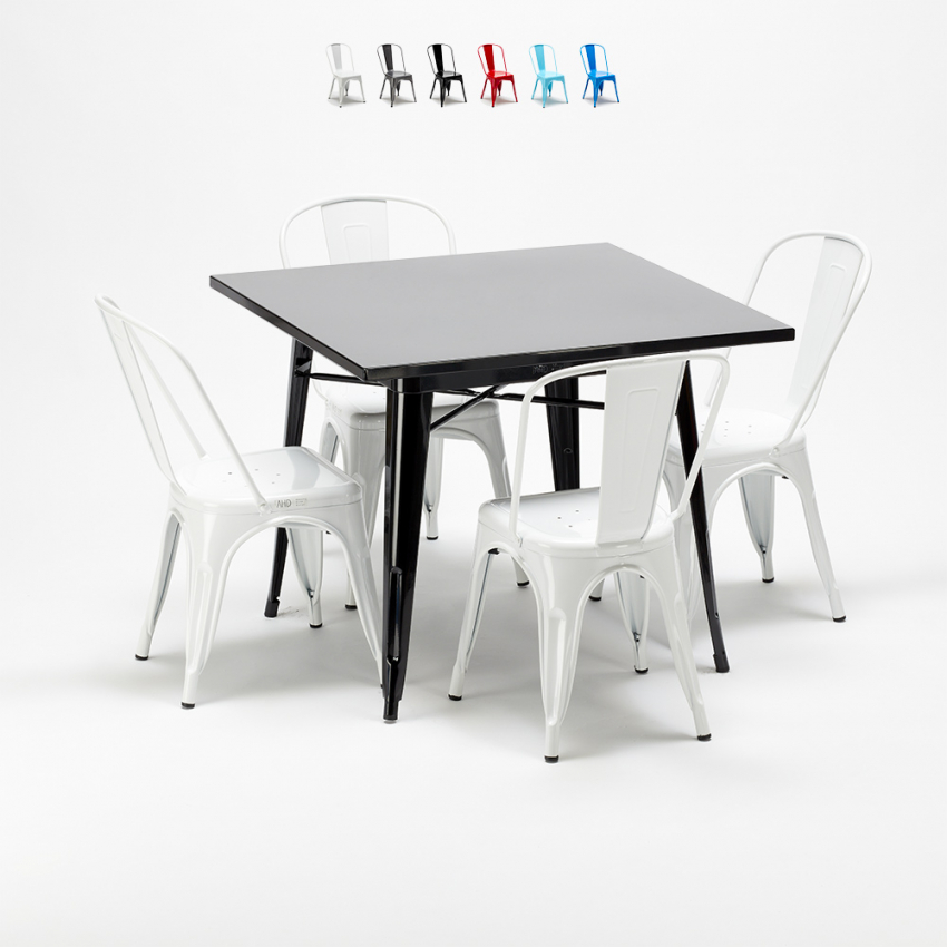 fyrkantigt bord och industristoluppsättning i Lix-stil soho Bestånd
