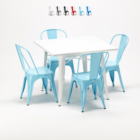 Lix stil metallstolar och industriellt design fyrkantigt bord harlem Kampanj