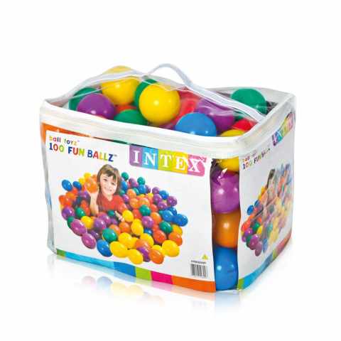Färgade Plast Bollar Spel Intex 49600 Fun Balls 8 Cm Set 100 Stycken Kampanj