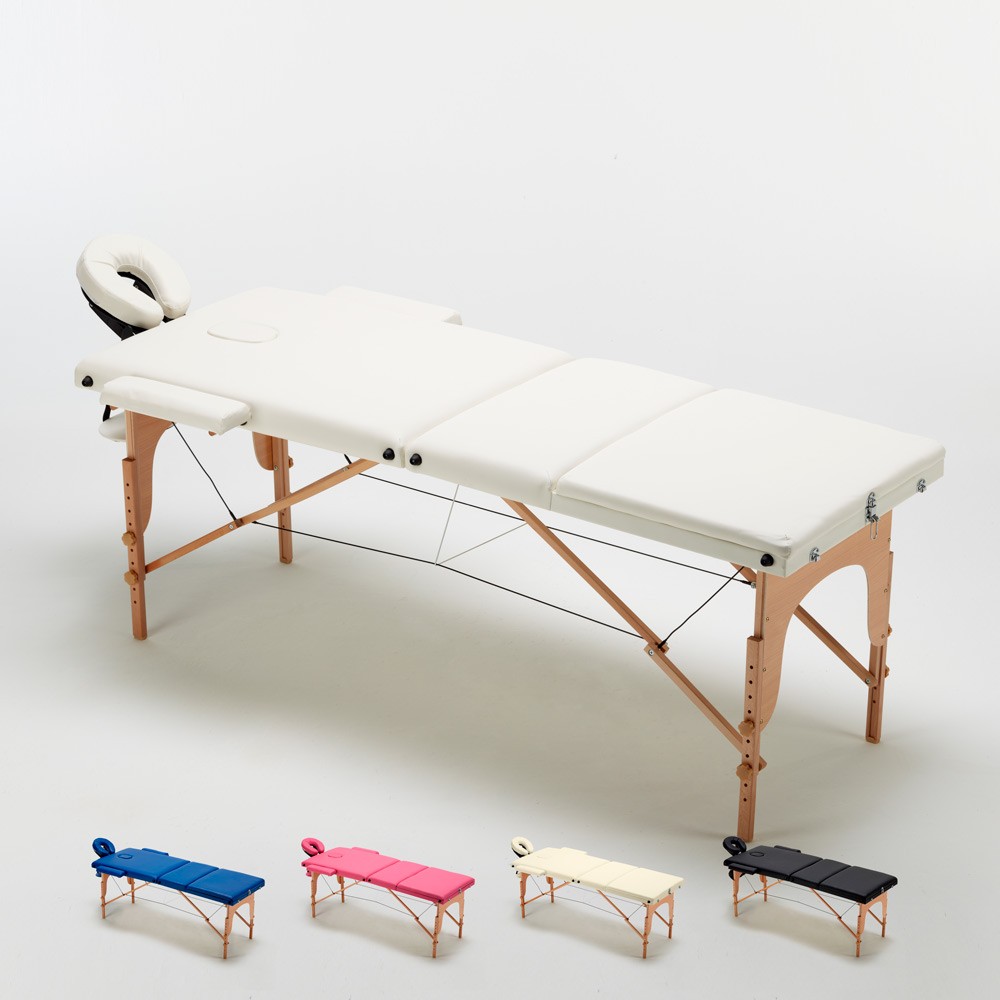 Massagebänk i trä stor fällbar 3 zoner professionell massör Kingsize