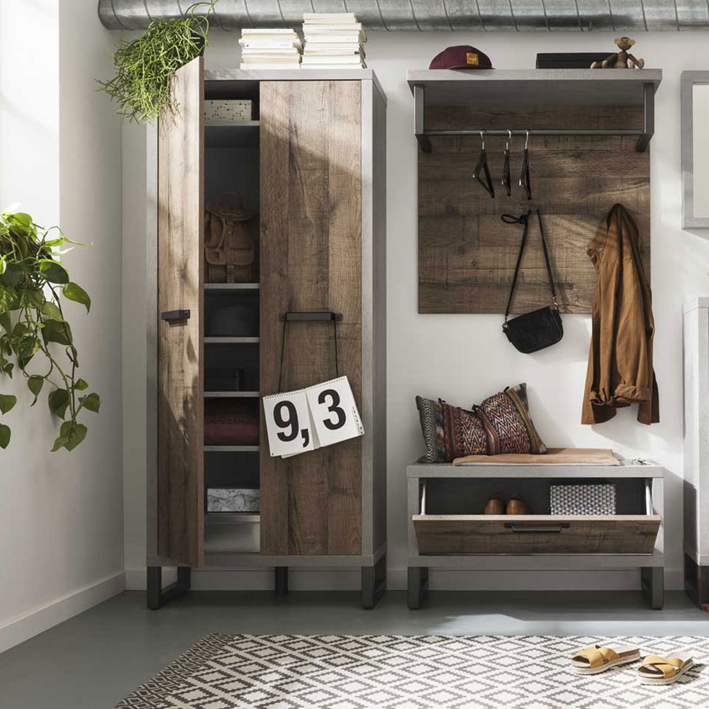 Multifunktionell Garderob Med 2 Dörrar Modern Industriell Design Entré Dublin