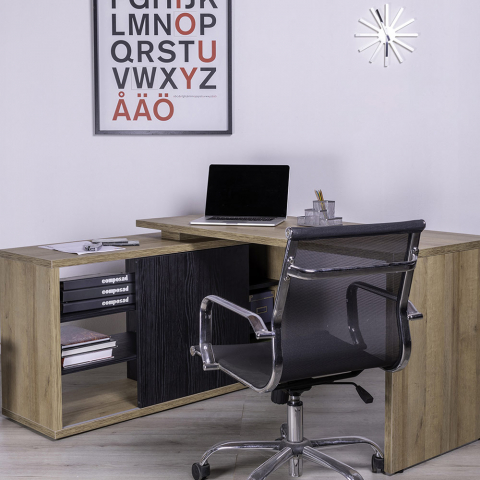 Hörnskrivbord 150x120cm modern design trä studie kontor Alameda