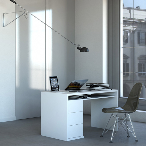Vitt Skrivbord med 3 Lådor för Kontor Modern Design 110x60cm Franklyn