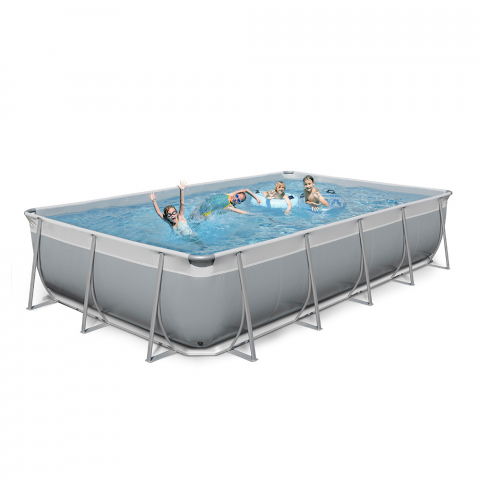 Över mark rektangulär pool 520x265 H125 New Plast komplett grå vit Futura 550