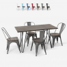 set rektangulärt bord 120 x 60 med 4 stolar trä och stål i industriell design roger Försäljning