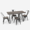 set rektangulärt bord 120 x 60 med 4 stolar trä och stål i industriell design roger Mått