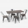set rektangulärt bord 120 x 60 med 4 stolar trä och stål i industriell design roger Mått