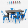 set rektangulärt bord 120 x 60 med 4 stolar trä och stål i industriell design ralph Rabatter