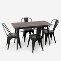set rektangulärt bord 120 x 60 med 4 stolar trä och stål i industriell design ralph Kostnad