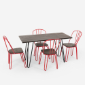 set rektangulärt bord 120 x 60 med 4 stolar trä och stål i industriell design magis Modell
