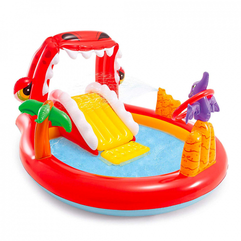 Intex Uppblåsbar Pool För Barn 57163 Happy Dino Play Center Game Kampanj