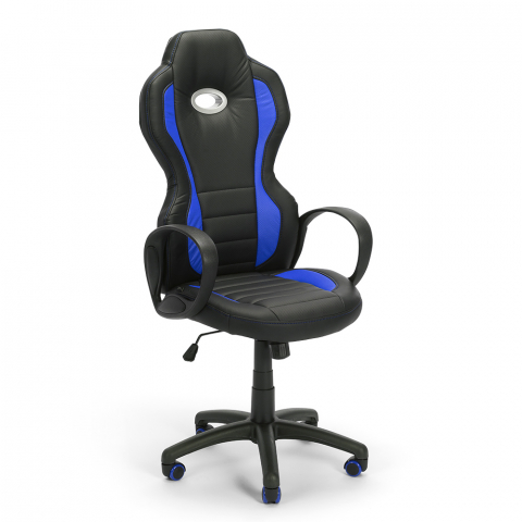Kontorsstol Ergonomisk Sportig Racing Fåtölj Konstläder FSky
