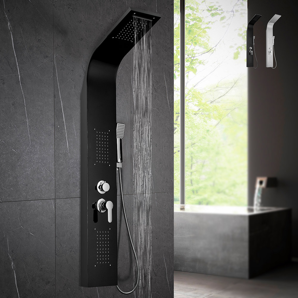Duschpanel i stål med blandare hydromassage vattenfall handdusch Monticelli