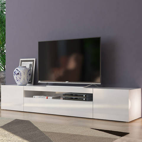 Design TV-bänk med dörr och låda 200cm Daiquiri White L
