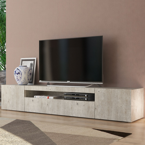 Design TV-bänk med dörr och låda 200cm Daiquiri Concrete L Kampanj