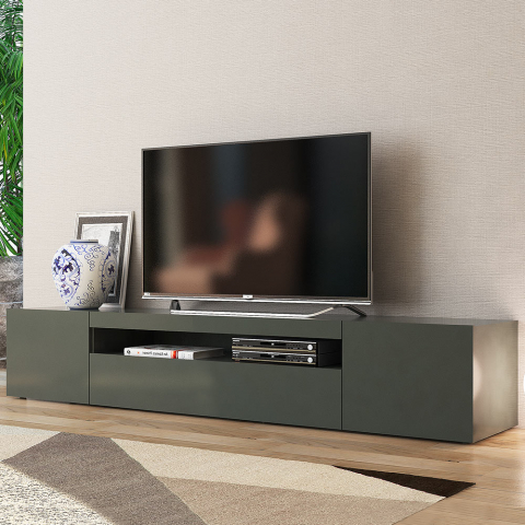 Design TV-bänk med dörr och låda 200cm Daiquiri Anthracite L