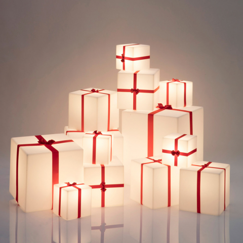 Golvlampa bord lysande kub Julklapp Slide Merry Cubo Kampanj