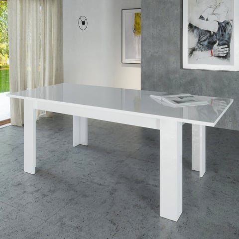 Vitt utdragbart bord vardagsrum modern design 160-210x90cm Jesi Long