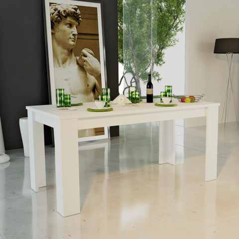 Modernt utdragbart matbord vitt trä 160-210x90cm Jesi Larch Kampanj