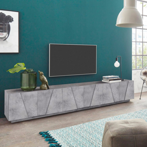 TV-bänk vardagsrum 6 dörrar 3 fack modern design Ping Low Concrete XL Kampanj