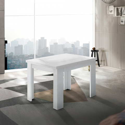 Utdragbart vitt matbord modern design 90-180x90cm Jesi Liber