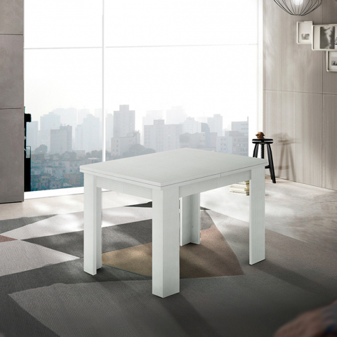Utdragbart matbord vitt trä design 90-180x90cm Jesi Liber Wood Kampanj