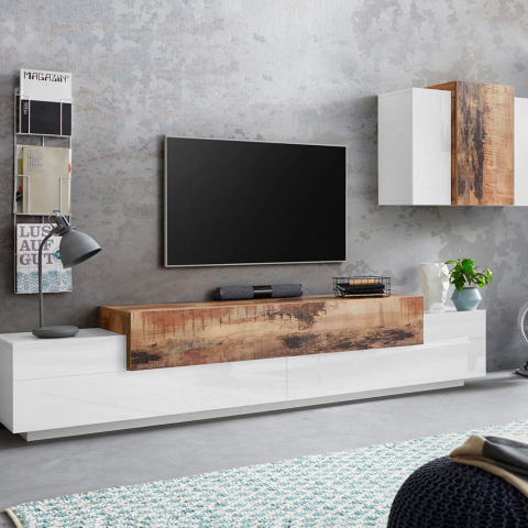 TV-bänk och mediamöbel vardagsrum modern design vitt trä Corona Moby
