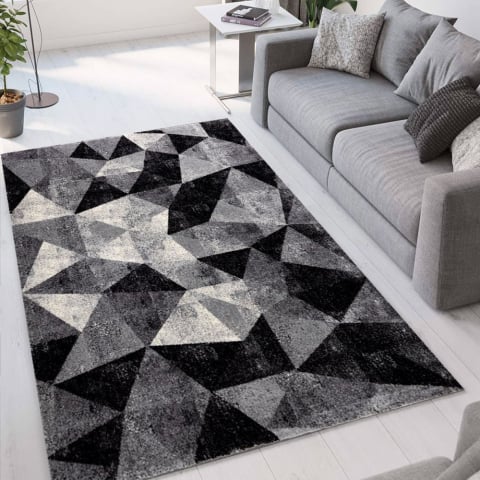 Matta modern geometrisk design rektangulär grå svart Milano GRI011