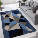 Matta modern geometrisk design vardagsrum grå blå Milano BLU016 Kampanj