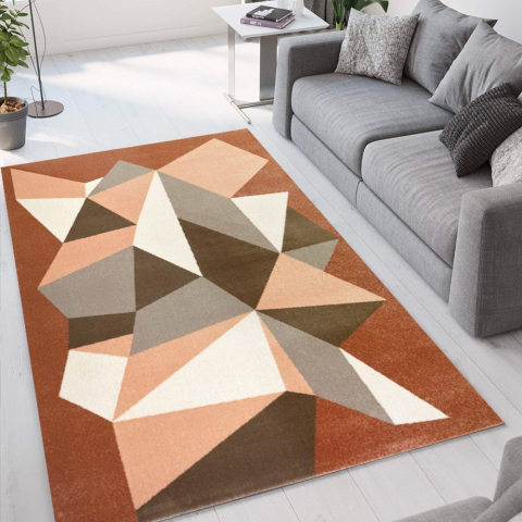 Matta modern geometrisk design rektangulär brun grå Milano GLO006 Kampanj