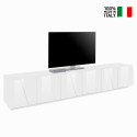 TV-bänk vardagsrum 6 dörrar 3 fack modern design Ping Low XL White Försäljning