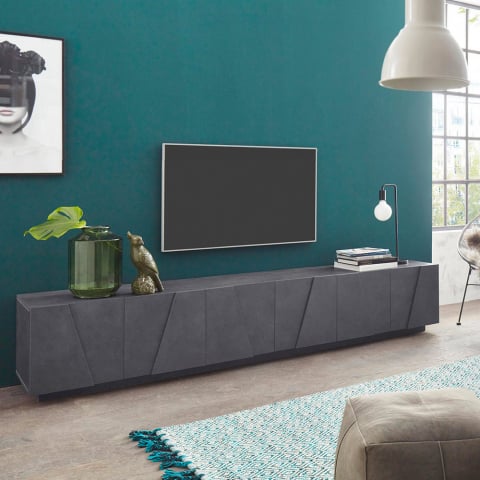 TV-bänk vardagsrum 6 dörrar 3 fack modern design Ping Low XL Ardesia Kampanj