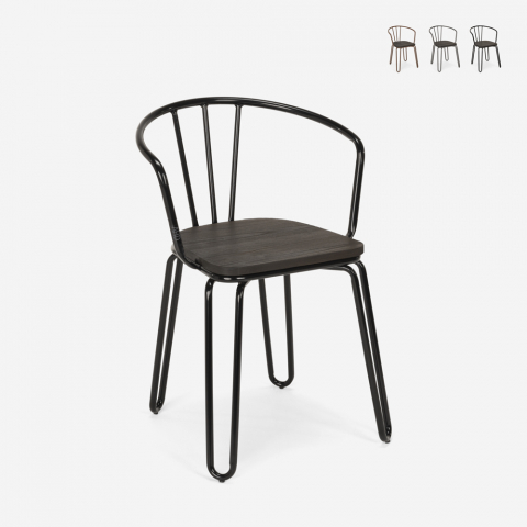 Industriell design Tolix stil stål stolar med armstöd för bar och kök Ferrum Arm