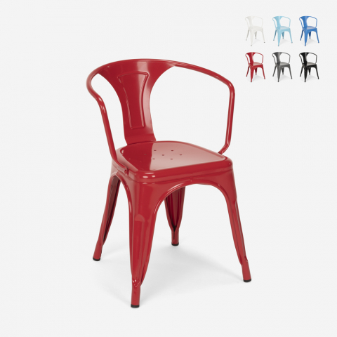 Lix industriella stolar med armstöd i stål för kök och bar steel arm Kampanj