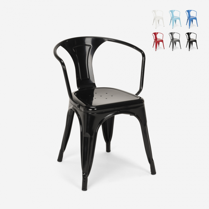 Lix industriella stolar med armstöd i stål för kök och bar steel arm Erbjudande