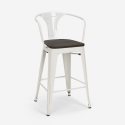 barstol med ryggstöd i metall trä industrial design Lix stil steel wood back 