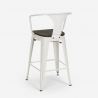 barstol med ryggstöd i metall trä industrial design stil steel wood back 
